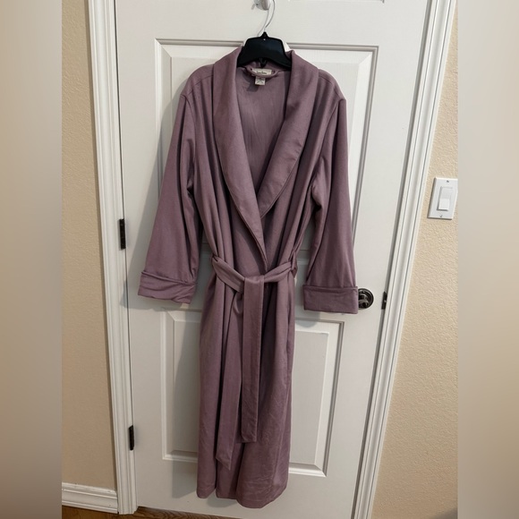 Neiman Marcus Vintage Luxury Cashmere Silk Lined Long Robe Pockets Purple XL - Picture 1 of 12